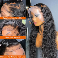Perruque Lace Front Ondulée Profonde 13x6 - Densité 250% Dentelle HD, Cheveux Humains Vierges Pré-Pluckés à 100%, Style Bouclé Sans Colle pour Femmes