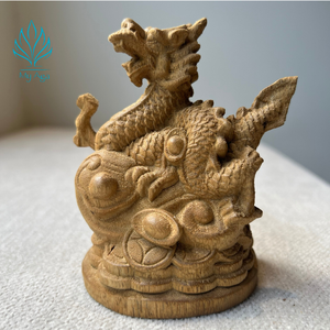 Statue du Zodiaque Asiatique Premium en Bois d'Agar Sculpté Feng Shui – Statue du Dragon Faite à la Main en Bois Artisanat Unique - Product Image 1