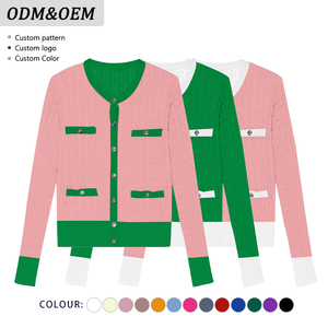 제조업체 Oem Odm 사용자 정의 여성 그리스 니트 스웨터 인과 핑크 녹색 여학생 오픈 전면 긴 소매 카디건 - Product Image 1