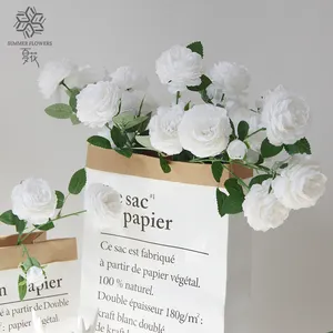 गृह सजावट शादी DIY गुलाब फूल रेशम कृत्रिम प्राचीन सफेद गोभी गुलाब या अंग्रेजी गुलाब