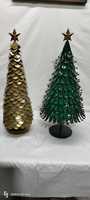 Ensemble de 3 miniatures d'arbres de Noël en métal de haute qualité, arbres coniques galvanisés sur base en bois, sans lumières, décoration intérieure