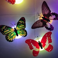 Autocollants muraux LED 3D papillon lumineux en PVC et acrylique pour chambre à coucher, décoration DIY, veilleuse, décoration festive - Vente chaude