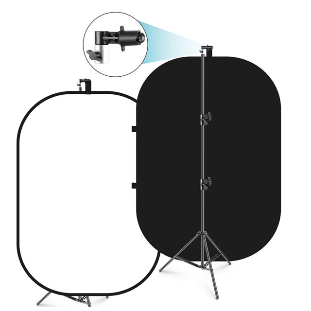 Neewer 150 x 200 cm Foldable Pop-Up Backdrop Stand with Chromakey Black White 2-in-1 Muslin Material for Photo Video Live Stream