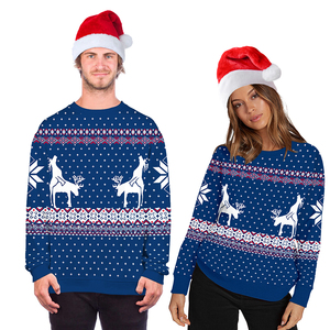 De alta calidad cómodo animal patrón de algodón de Navidad <span class=keywords><strong>hombre</strong></span> y mujer sudaderas con capucha - Product Image 2