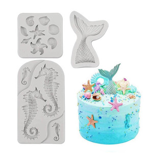 Juego <span class=keywords><strong>de</strong></span> Moldes <span class=keywords><strong>de</strong></span> Silicona Ecológicos con Temática Oceánica para Fondant, Caballito <span class=keywords><strong>de</strong></span> Mar, Sirena, Pez, Coral, Concha, Fudge y Dulces - Product Image 2