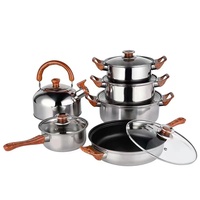 Usine directement en acier inoxydable ensemble de marmites cuisine 12 pièces marmite avec bouilloire marmite à soupe casserole ensembles de batterie de cuisine