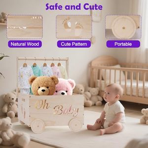 Caisse de rangement en bois à roulettes pour bébé, vente en gros, OEM ODM, logo personnalisé, poignée, organisateur de placard domestique, pour nouveau-né, usage quotidien - Product Image 2