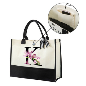 Benutzer definierte Logo Jute Shopping Einkaufstaschen Umwelt freundliche natürliche weiße schwarze Sac kleinen Jute Trage tasche Lebensmittel Jute Shopping Handtasche - Product Image 4