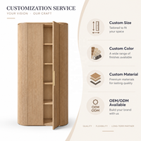 Armoire moderne à 2 portes avec panneaux rainurés arrondis, armoire en bois de 91 pouces de hauteur avec étagères intérieures pour le rangement de la chambre