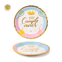 Assiette carrée jetable en papier kraft brun OOLIMAPACK, écologique, pour anniversaire