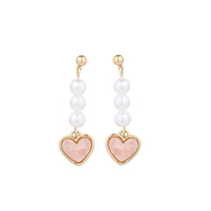 Kadınlar için moda pembe renk kalp inci küpeler bildirimi mizaç Dangle küpe - Product Image 1