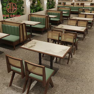 Muebles de Restaurante de Cuero, Estilo Moderno, para Cafetería Comercial, Tipo Pizza China, McDonald's, Mármol, con Juego de Mesa y Sillas - Product Image 1
