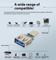 Adaptateur USB Type-C 10G Double face TYPE C3.1 mâle vers USB femelle charge rapide pour téléphone portable fonction d'alimentation intelligente