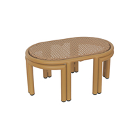 Ensemble de table pour enfants en rotin, table basse ronde en bois avec 2 chaises, mobilier de salle de jeux Montessori