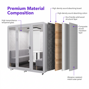 Cabina de Reuniones Modular Insonorizada para Oficina, Estructura de Acero Cromo-Molibdeno, Cabina Acústica de Privacidad para Espacios Abiertos Interiores - Product Image 5