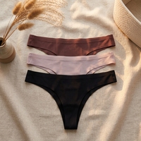 Vente Flash : Ensemble de 3 Culottes Confortables Style String, Couleur Unie, Tricotées, pour Femmes et Filles