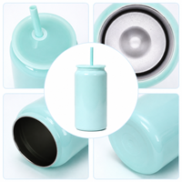Contenitore per Bevande a Forma di Lattina in Acciaio Inossidabile Isolato da 473ml con Coperchio e Cannuccia Abbinati, Finitura Lucida per Programmi Regalo Retail