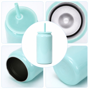 Jarra de Bebidas Aislada de Acero Inoxidable de 473ml con Forma de Lata, Tapa con Pajita a Juego y Acabado Brillante para Programas de Regalo Minorista - Product Image 2
