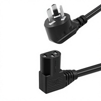 Cordon d'alimentation à angle droit 90 degrés en cuivre pur 10A-C13R, prise standard nationale à trois broches, noir, pour ordinateur et cuiseur à riz