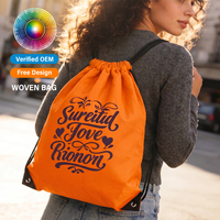 Sacs à cordon avec logo imprimé personnalisé, polyester, nylon, imperméable, sac à dos promotionnel personnalisé en maille, sac de sport 210D