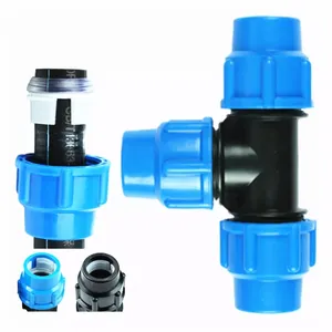 Equal Tee Compression Fittings Pipe Professional Manufacturing Cheap PE Connection PP 20 32 40 50 63 75 90 110mm Polypropylene