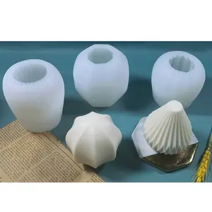 Cetakan Bentuk Silinder Lilin 3D Silikon Bulat Cetakan Lilin Lancip DIY Cetakan untuk Membuat Lilin Aromaterapi