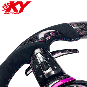 Volante deportivo personalizado de fibra de carbono forjada rosa con LED y indicador de RPM para BMW F10 F30 F15 F20 F22 F33 F45 F80 F90 M3 M5 X3 X5 - Product Image 2