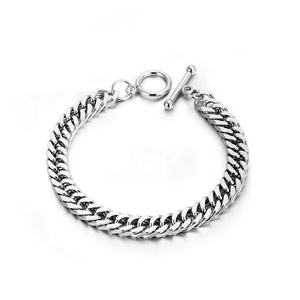 Fashion Korean Geometric Cuban Chain Hip Hop Men Bangle Quality Stainless Steel OT Buckle Bracelet For Women Jewelry Wholesale