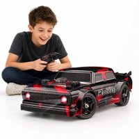 Coche de Carreras RC 4WD a Escala 1/16, 36 km/h, Alta Velocidad, Control Remoto, con Luces LED y Pulverizador de Niebla, 2.4GHz RTR, Camioneta de Juguete de Grado Hobby para Niños