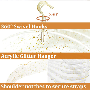 Crystal Boutique Girl Benutzer definierte Kunststoff Kleiderbügel Transparent Glitter Pulver für Kleidung Mantel Organisation Einfach hängende Installation - Product Image 3