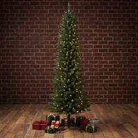 Arbre de Noël Artificiel Moderne de Haute Qualité (0,9m-2,7m) avec Support Métallique, Personnalisable, en PE et PVC Mélangés, Écologique, Décoration LED