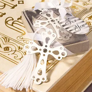 Silver Cross Bookmarks For Baptism Birthday First Communion Party Favors Gifts For Guests Stainless Metal Baptism Gift
