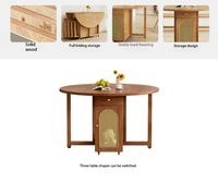 Ensemble de table à manger pliante extensible avec plateau rabattable papillon, armoire de rangement en rotin, plateau en marbre sur roulettes, gain de place