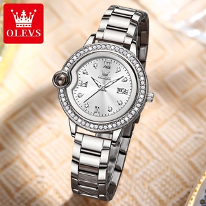 OLEVS 5588 New Diamond <strong>Wach</strong> for Women Fashion Ladies Stainless Steel Waterproof Multifunctional Chronograph Quartz Watches - Product Image 1