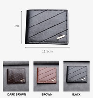 Dompet Pendek Lipat Dua Multi-Kartu Pria, Kulit PU Modis Bermotif Geometris, Ringan dan Sederhana, dengan Lapisan Poliester