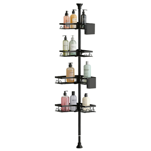 Étagère d'angle de douche étanche et réglable à 4 niveaux pour baignoire et salle de bain, support de douche à tension - Product Image 1