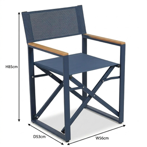 Chaise de salle à manger pliante moderne et légère <span class=keywords><strong>pour</strong></span> patio, structure <span class=keywords><strong>en</strong></span> acier thermolaqué, <span class=keywords><strong>tissu</strong></span> maillé 2x1, extérieur, avec accoudoirs <span class=keywords><strong>en</strong></span> plastique imitation bois - Product Image 5