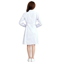 Blouse de laboratoire médicale, uniforme de médecin, blouse blanche en polycoton, fermeture à boutons-pression, poches latérales, manches longues, col à revers, antibactérienne