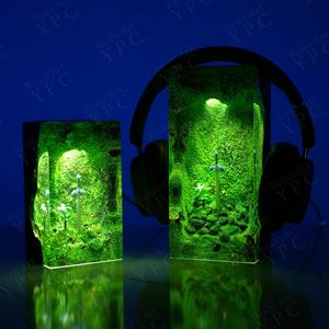 Lampe en résine et bois <span class=keywords><strong>de</strong></span> la légende <span class=keywords><strong>de</strong></span> Zelda, la princesse silencieuse, cadeau commémoratif pour la maison, la chambre à coucher, avec herbe artificielle pour la décoration - Product Image 4