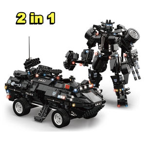 WOMA खिलौने C0551 खुद के ब्रांड छात्र बच्चों के शैक्षिक 2 में 1 रोबोट शहर पुलिस स्वात बख़्तरबंद गार्ड इमारत ब्लॉकों पहेली सेट - Product Image 6