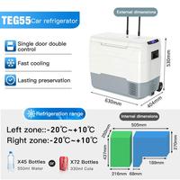 50L TG55 TEG55 Refrigerador portátil para automóvil 12V 240V DC Compresor Control dual Deflector de espuma enchufable Refrigerador para automóvil R134a Blanco Negro