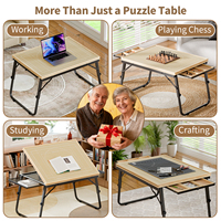 Table de puzzle pliable 1500 pièces avec pieds réglables en hauteur (82-107 cm), inclinaison à 7 angles, 6 tiroirs, plateau en maille et couvercle en acier allié