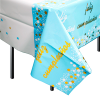 Nappe en plastique blanche personnalisée avec des pois dorés et noirs, nappe rectangulaire imperméable pour les fournitures de fête d'anniversaire