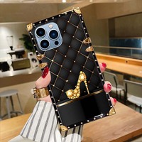 Coque de téléphone portable en TPU carré avec impression de chaussures à talons hauts et électroplaqué pour iPhone 7 8 X Xr Xs 11 12 13 14 15 16 17 Pro Max