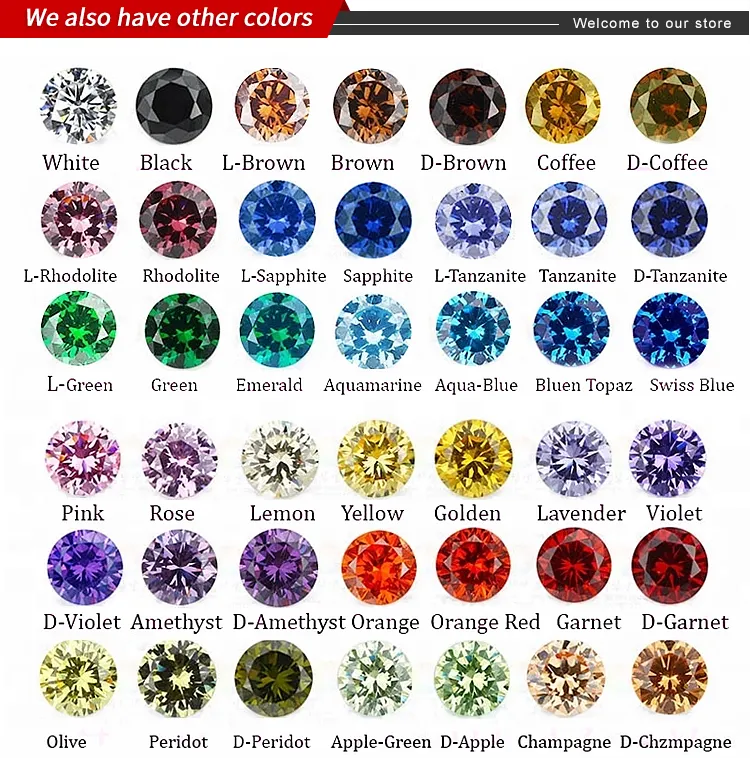 Redfolhas jóias zircão pedra preciosa cz pedra redonda 5a qualidade zircônia cúbica sintética
