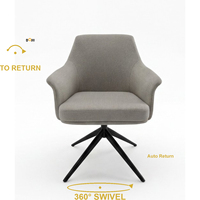 Fauteuil pivotant d'appoint avec retour automatique, fauteuil lounge rembourré en tissu, cuir PU, structure en bois, pour intérieur