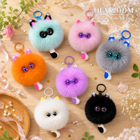 Porte-clés en fourrure de renard véritable en gros, pompon mignon pour sac, breloque chat, pendentif boule moelleuse, porte-clés en fourrure douce Kawaii, 10 couleurs, personnalisable OEM, 11 cm