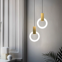 Lampes suspendues LED nordiques modernes Plafonniers pendants en anneau en acrylique pour salon et chambre à coucher Éclairage de lustre d'escalier de taille moyenne