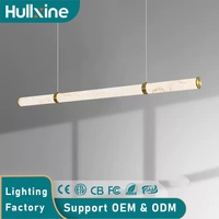 Lustres en marbre nuageux Hullxine pour restaurants, luminaires d'hôtel à commande sans fil LED, finition dorée, taille moyenne, vente directe