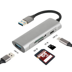 ฮับ Xinqiyi USB 3.0 แบบ Type C พร้อมช่องอ่านการ์ด SD TF และอะแดปเตอร์ USB-C สำหรับ MacBook - Product Image 1